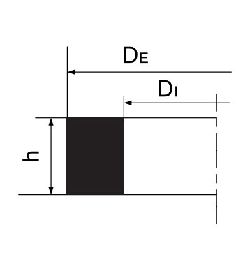 Desenho técnico de Anel modelo quadrado ou retangular